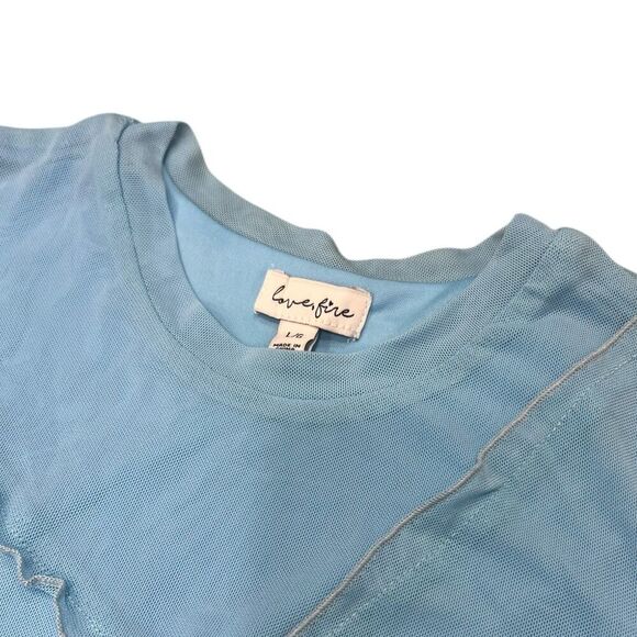 Love Fire Sky Blue Mesh Top and Midi Skirt Set Girls L - Picture 2 of 2